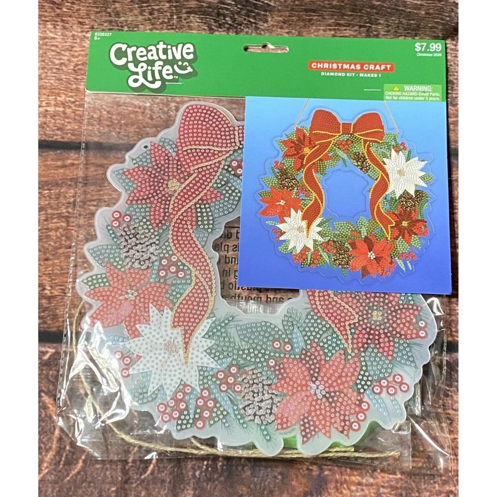 Christmas Poinsettias Wreath Hanging Acrylic Diamond Painting Kit Hobby Lobby